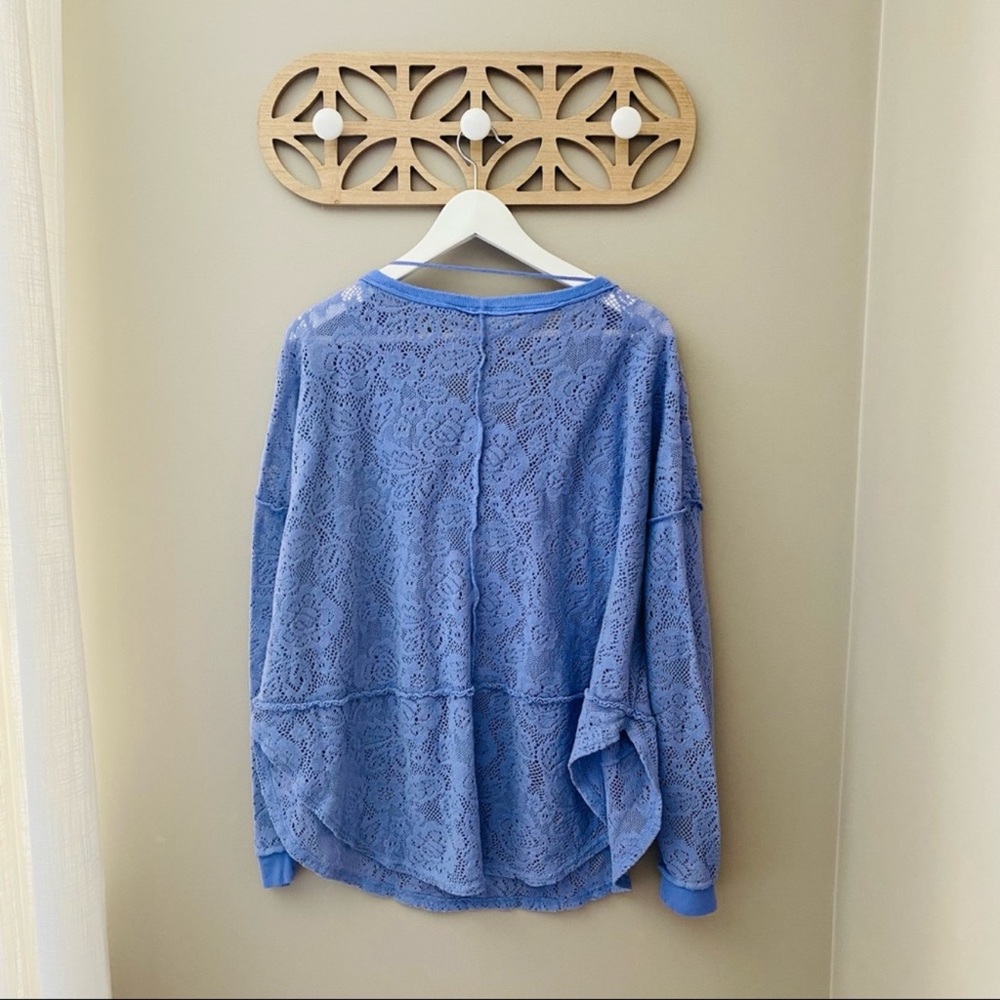 Free People Not Cold in This Lace Long Sleeve Top Purple Sz Large - Picture 7 of 10